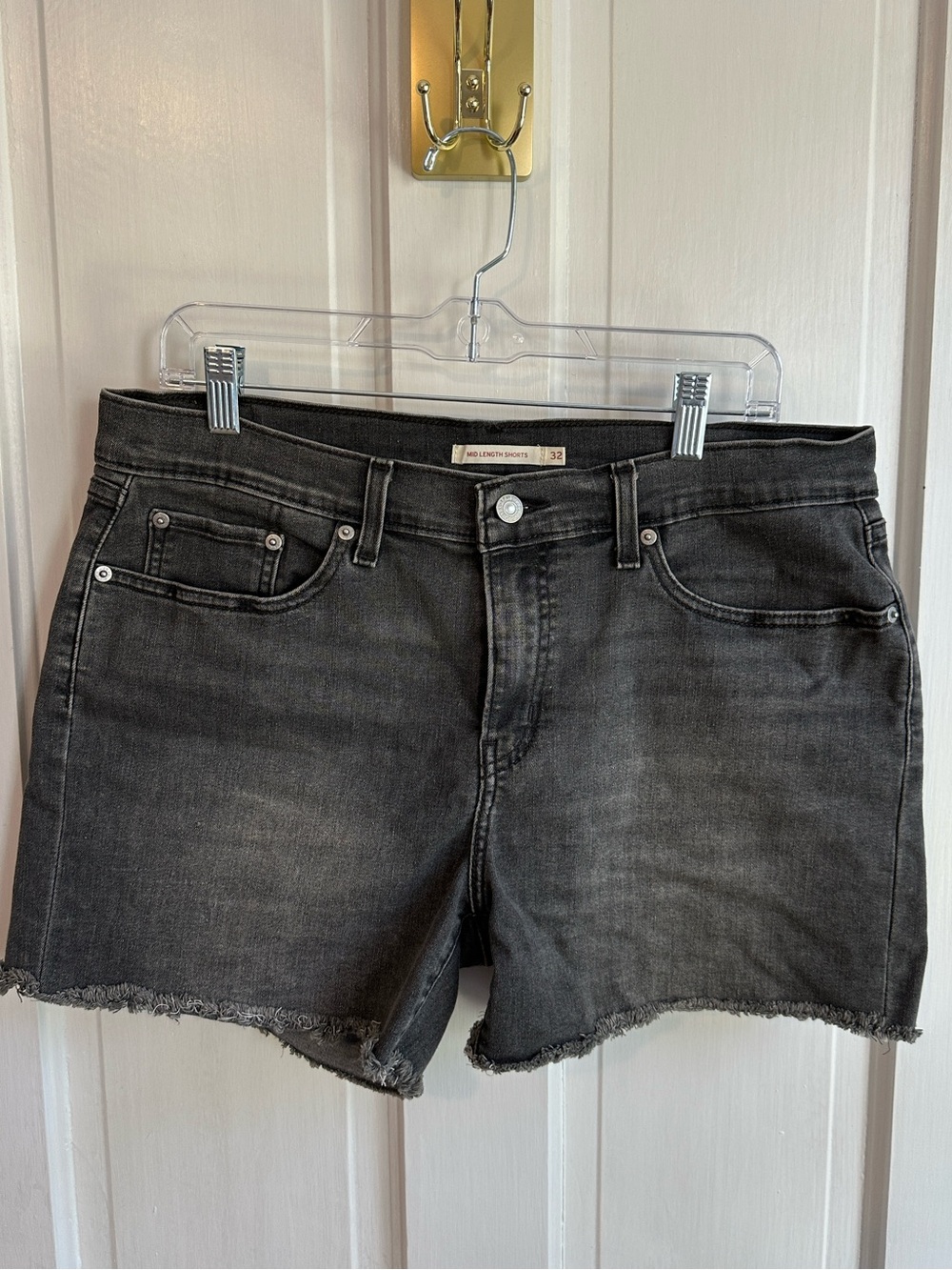 Levi’s Women's Mid Length Black Denim Cutoff Shorts